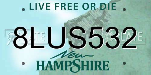8LUS532 New Hampshire License Plate