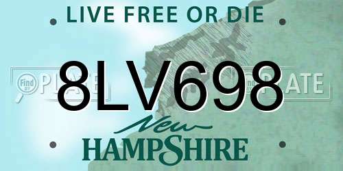 8LV698 New Hampshire License Plate