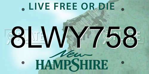 8LWY758 New Hampshire License Plate