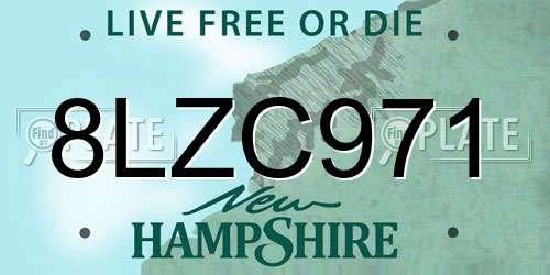 8LZC971 New Hampshire License Plate