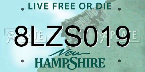 8LZS019 New Hampshire License Plate