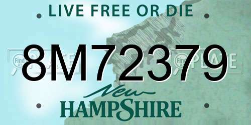8M72379 New Hampshire License Plate