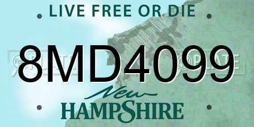 8MD4099 New Hampshire License Plate