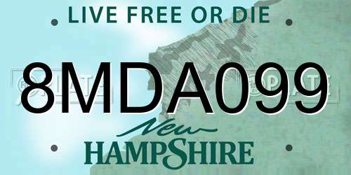 8MDA099 New Hampshire License Plate