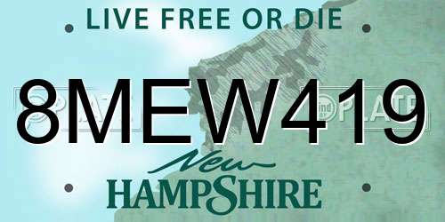 8MEW419 New Hampshire License Plate