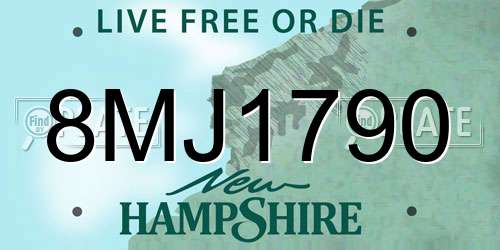8MJ1790 New Hampshire License Plate