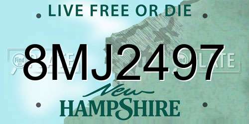 8MJ2497 New Hampshire License Plate