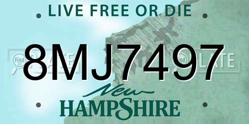 8MJ7497 New Hampshire License Plate