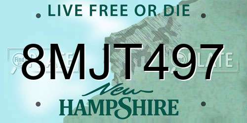 8MJT497 New Hampshire License Plate