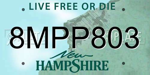 8MPP803 New Hampshire License Plate