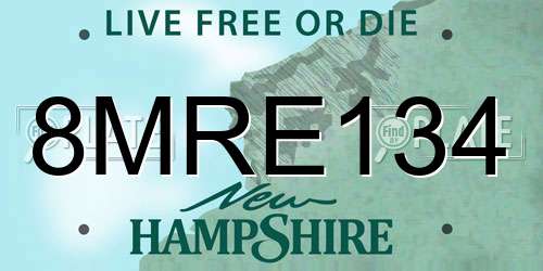 8MRE134 New Hampshire License Plate