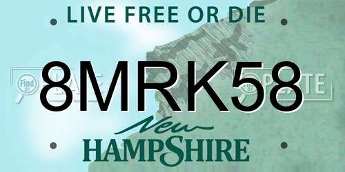 8MRK58 New Hampshire License Plate