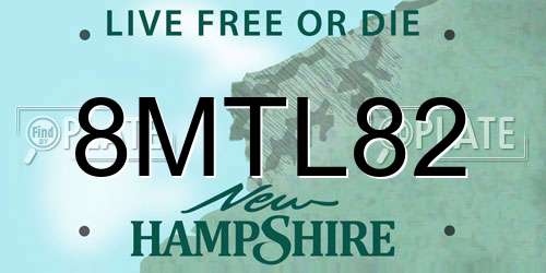 8MTL82 New Hampshire License Plate