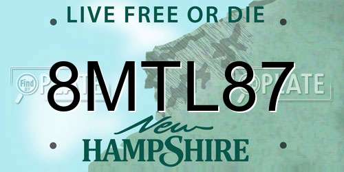 8MTL87 New Hampshire License Plate
