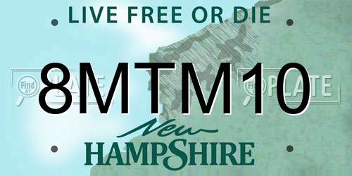 8MTM10 New Hampshire License Plate
