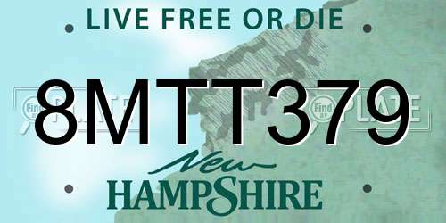 8MTT379 New Hampshire License Plate