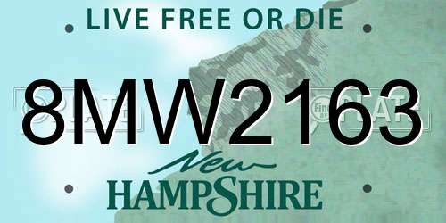8MW2163 New Hampshire License Plate