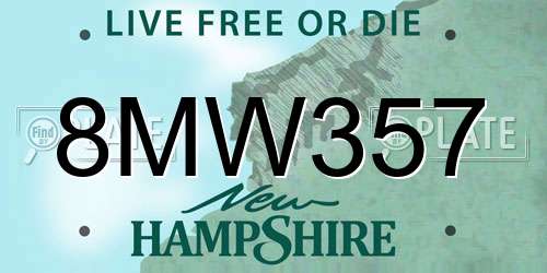 8MW357 New Hampshire License Plate