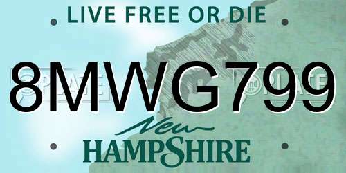 8MWG799 New Hampshire License Plate