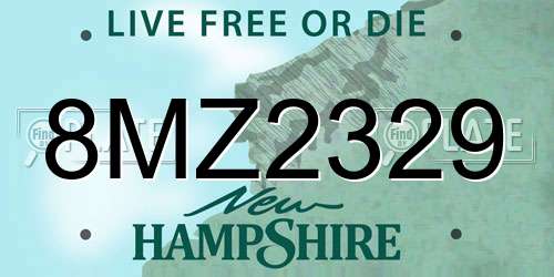 8MZ2329 New Hampshire License Plate