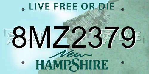 8MZ2379 New Hampshire License Plate