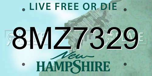 8MZ7329 New Hampshire License Plate