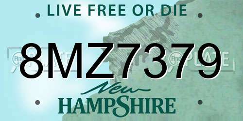 8MZ7379 New Hampshire License Plate