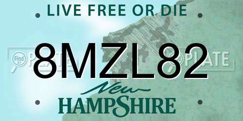 8MZL82 New Hampshire License Plate