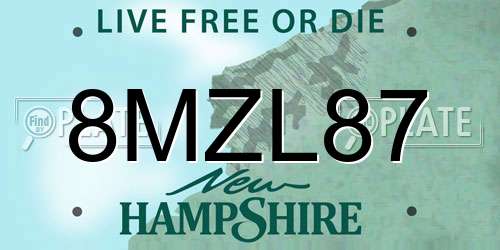 8MZL87 New Hampshire License Plate