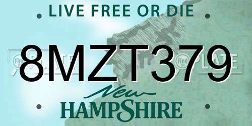 8MZT379 New Hampshire License Plate