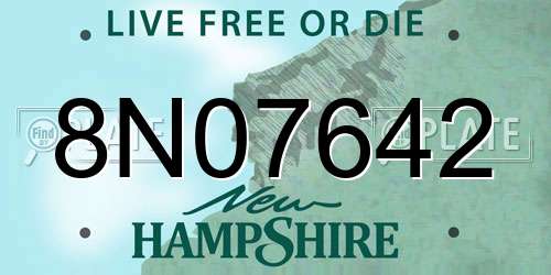 8N07642 New Hampshire License Plate
