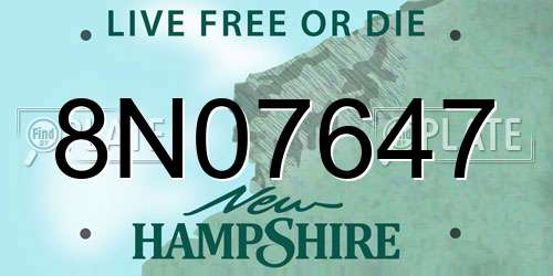8N07647 New Hampshire License Plate