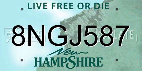 8NGJ587 New Hampshire License Plate