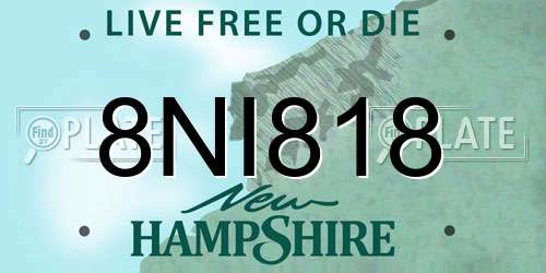 8NI818 New Hampshire License Plate