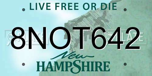 8NOT642 New Hampshire License Plate
