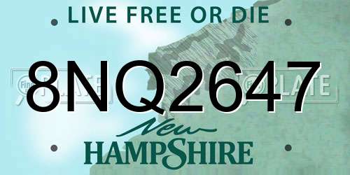 8NQ2647 New Hampshire License Plate