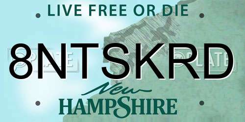 8NTSKRD New Hampshire License Plate