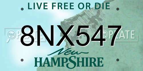 8NX547 New Hampshire License Plate