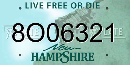 8O06321 New Hampshire License Plate