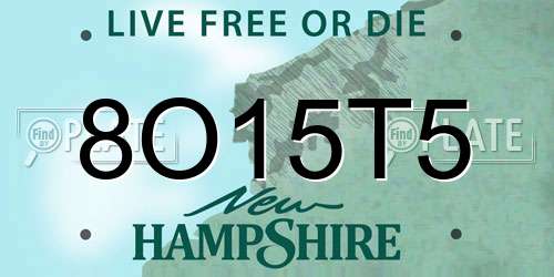 8O15T5 New Hampshire License Plate