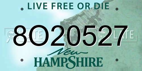 8O20527 New Hampshire License Plate