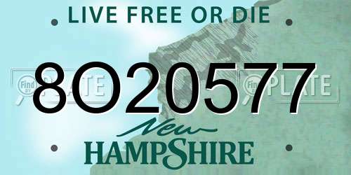 8O20577 New Hampshire License Plate