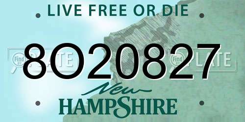 8O20827 New Hampshire License Plate