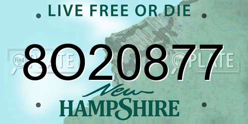 8O20877 New Hampshire License Plate