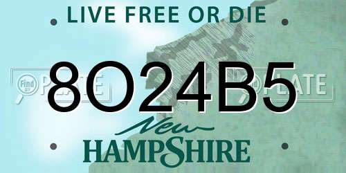 8O24B5 New Hampshire License Plate