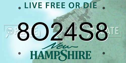 8O24S8 New Hampshire License Plate