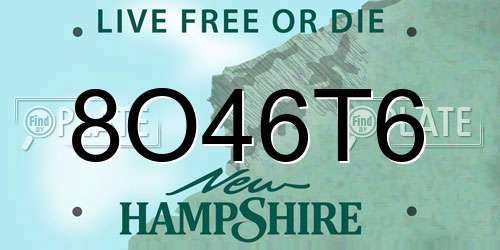 8O46T6 New Hampshire License Plate