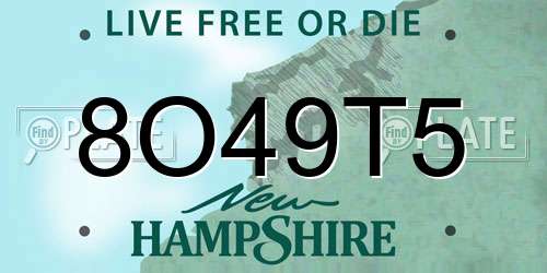 8O49T5 New Hampshire License Plate
