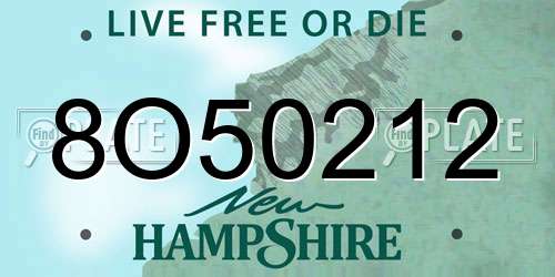 8O50212 New Hampshire License Plate