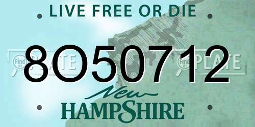 8O50712 New Hampshire License Plate
